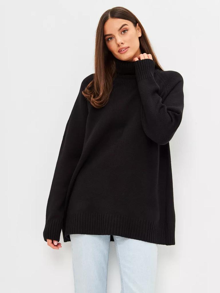 Autumn and Winter New Semi-turtleneck Street Simple Loose Knitted Jumper Ol Commuter Long-sleeved Sweater Women