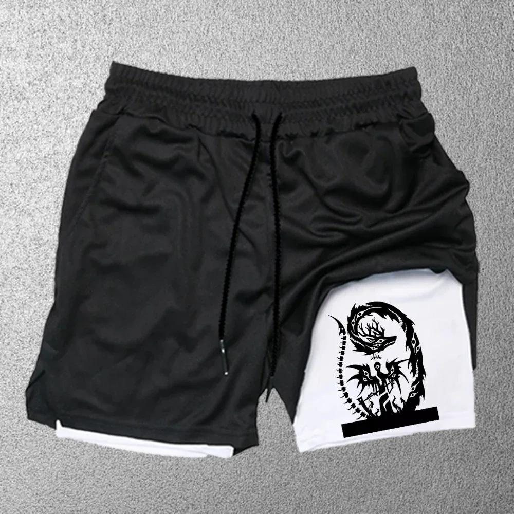 Herren Atmungsaktive Freizeitshorts Gym Sportshorts Zwei-in-Eins Schnelltrocknende Sport Jogging Trainingsshorts Doppellagige Shorts M-3XL