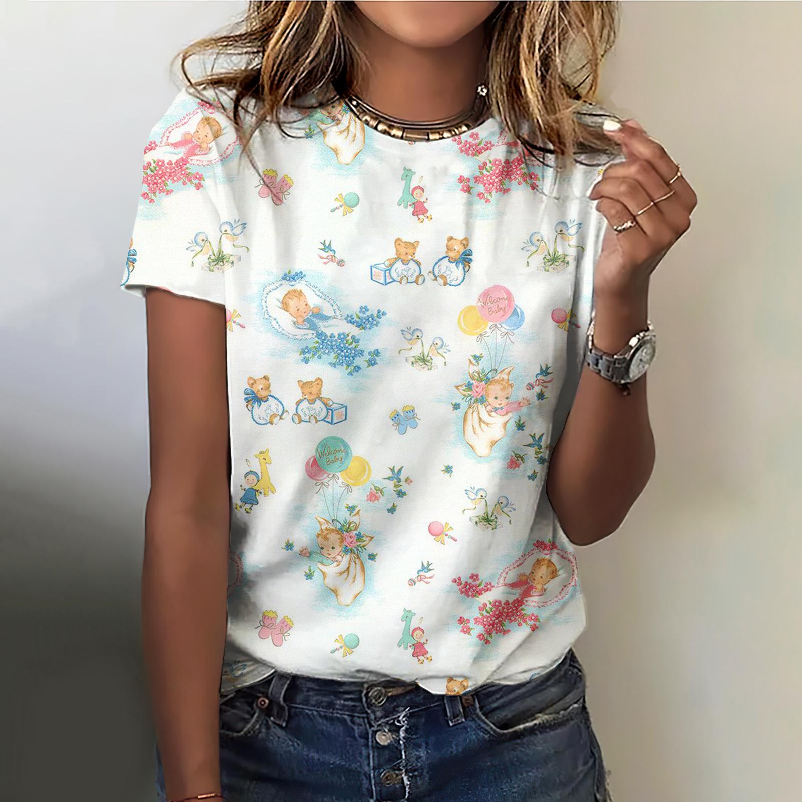 

Модные женские футболки с цветочным узором, свободные, с круглым вырезом, большого размера, с короткими рукавами, повседневный уличный топ ярко-красного цвета XL