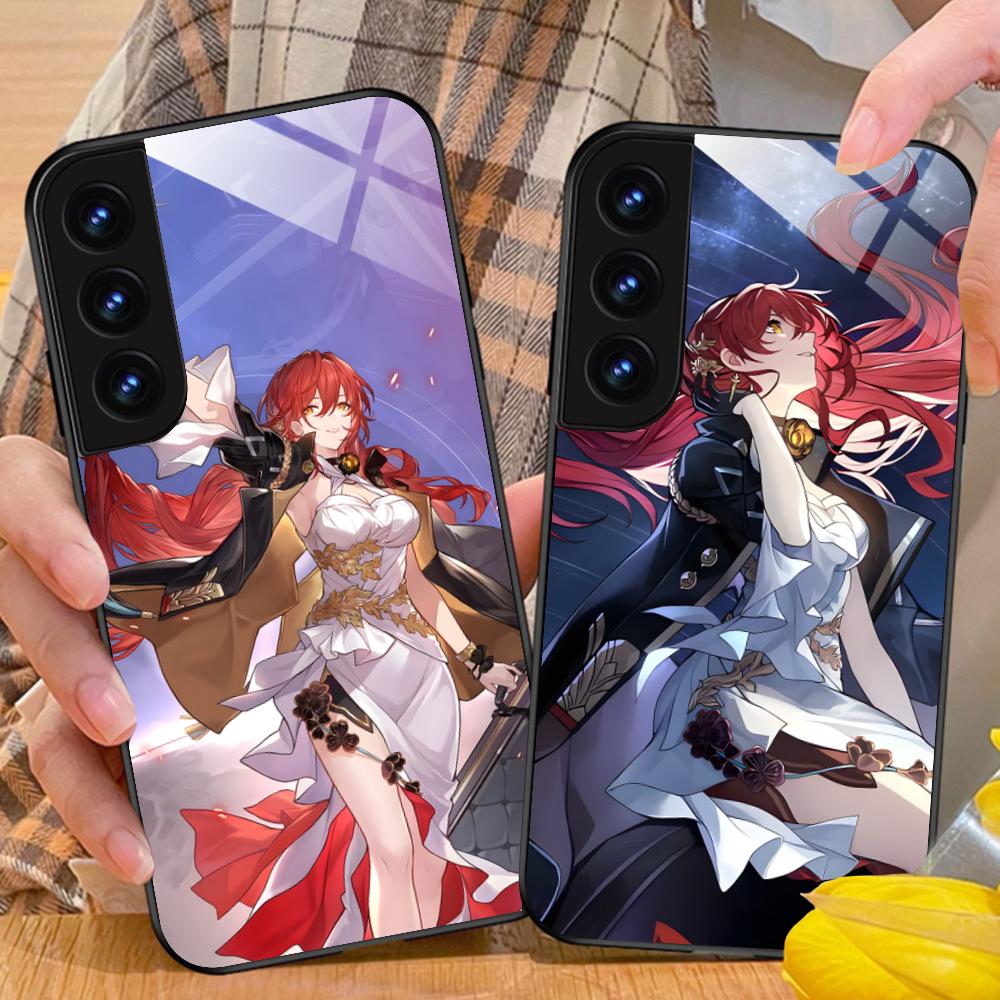 HSR Himeko Glass Mobile Phone Case for Samsung Galaxy S26 S25 S24 S23 S22 S21 S20 Note20 Plus FE Ultra Colorful Cover