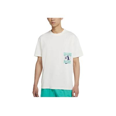 Printed Basketball Sports Crew Neck Short Sleeve T-Shirt Men Tops White DJ1577-901
