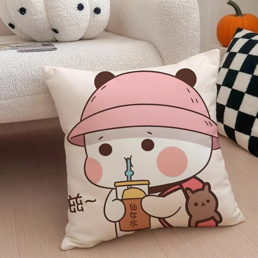 Cute Lovely B-Bubu And D-Doodle Cushion Cover Throw Pillow Cover Hidden Button Durable Polyester Chair Cushion