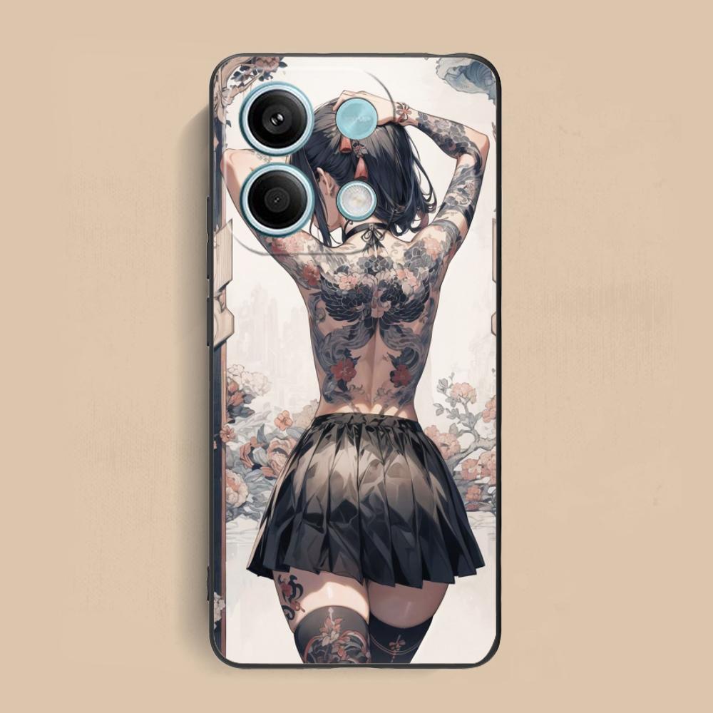 Fashion Tattoo Girl Mobile Phone Case for Xiaomi Redmi 15 14 13 12 A5 3 2 1 C Plus 4G 5G Colorful Printing Cover Pretty Cover