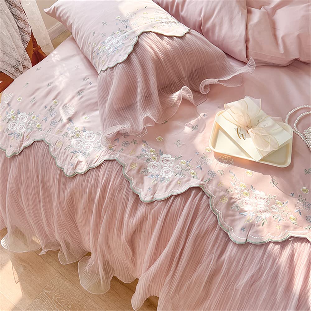 Laikor Duvet Cover Set Bed Duvet and Cotton Bedding Set with Active Suitable for and Lace Size Type 3-Piece/4-Piece (Includes Skirt, Cover,