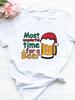 Christmas Best for A Beer Print T Shirt Women Short Sleeve O Neck Loose Tshirt Women Causal Tee Shirt Tops Camisetas Mujer