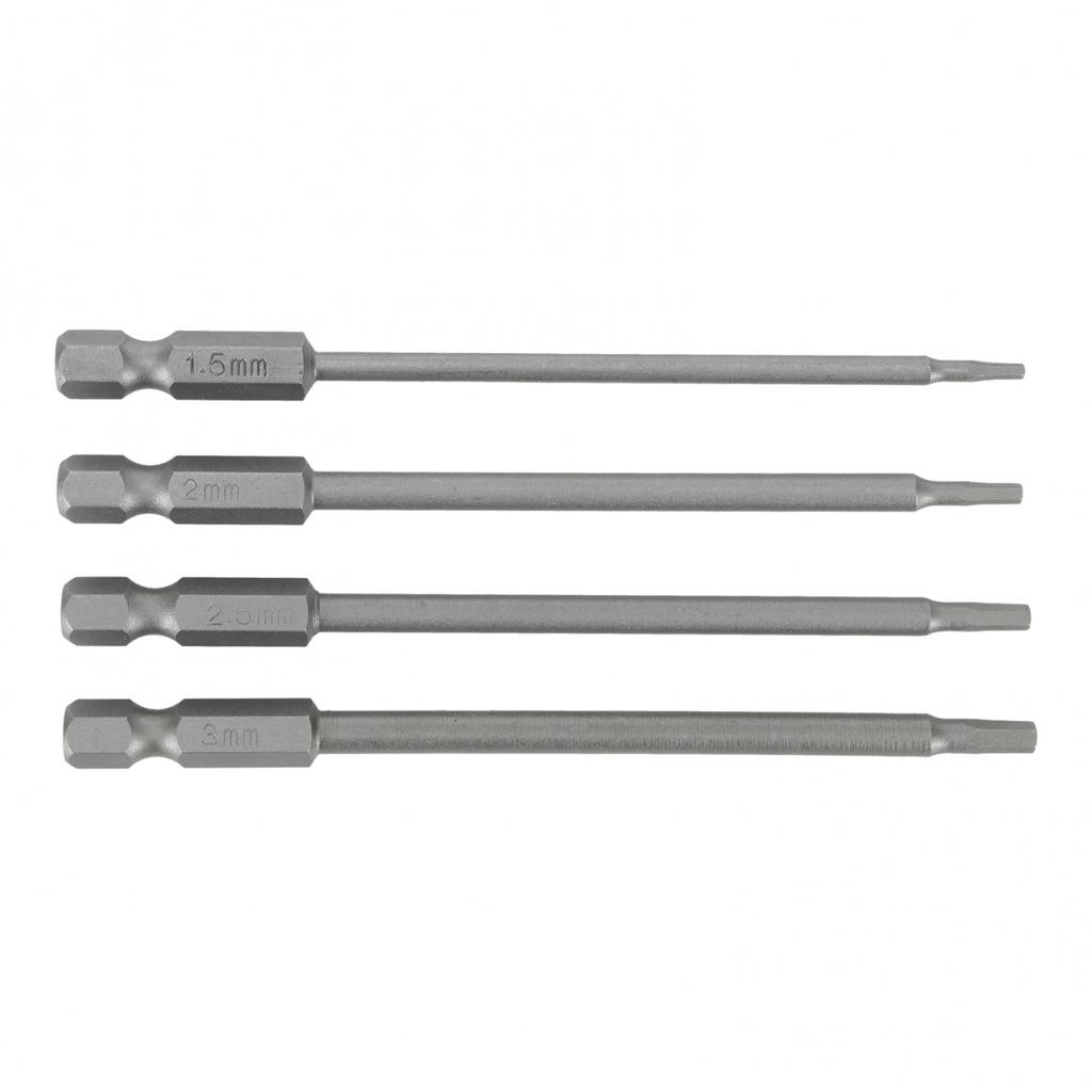 Alloy Steel Screwdriver Bits Silver Quick Connection 4pcs Magnetic Head