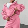 Casual Suit Women's Hooded Laced Cardigan Elastic Trousers Two-piece Set