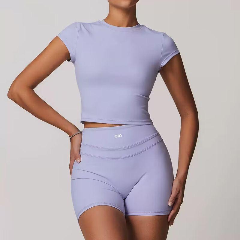 Oiob Yoga Clothes Skinny Slimming Short-Sleeved T-shirt Women's Sports Suit Shorts Pilates Fitness Three-Point Pants