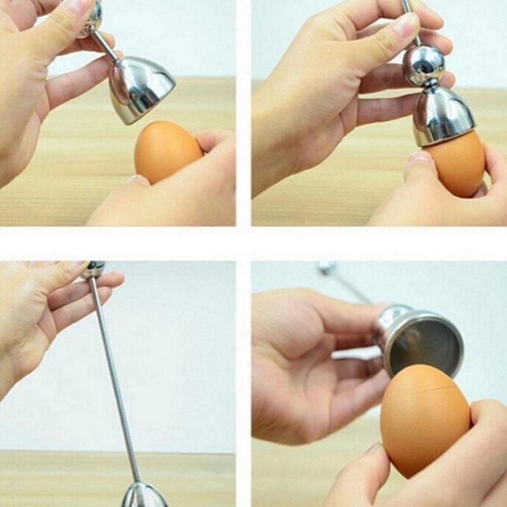 2 stk Rustfritt Stål Eggknekker Separator Profesjonell Eggvisp Skall Kokt Verktøy Matlagingsverktøy