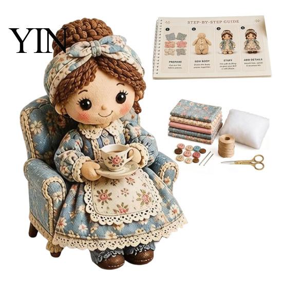 Unique Handmade Birthday Gifts Patchwork Doll DIY Kit, Cute Fabric Stuffed Figure Sewing Creative Activity for Stress Relief Floral Girl Craft