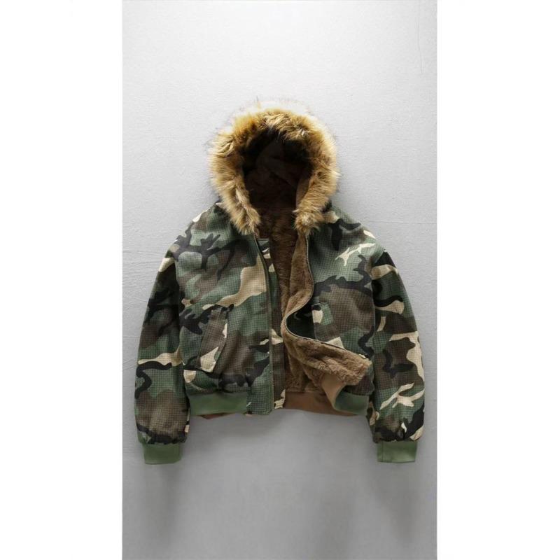 Chaqueta de Invierno con Capucha Camuflaje para Hombre - Doble Cara, con Borrego, Gruesa y Cálida