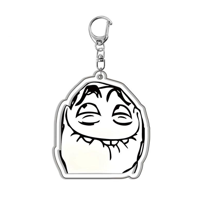 2Pcs Funny Troll Face Keychain Acrylic Comic Pendant Key Chain Car Key Ring Creative Backpack Decoration Accessories Fans Gifts