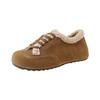 Women's Flat Cotton Boots Winter New Round Head Suede Front Lacing Soft Soles Non-slip Low-top Shoes