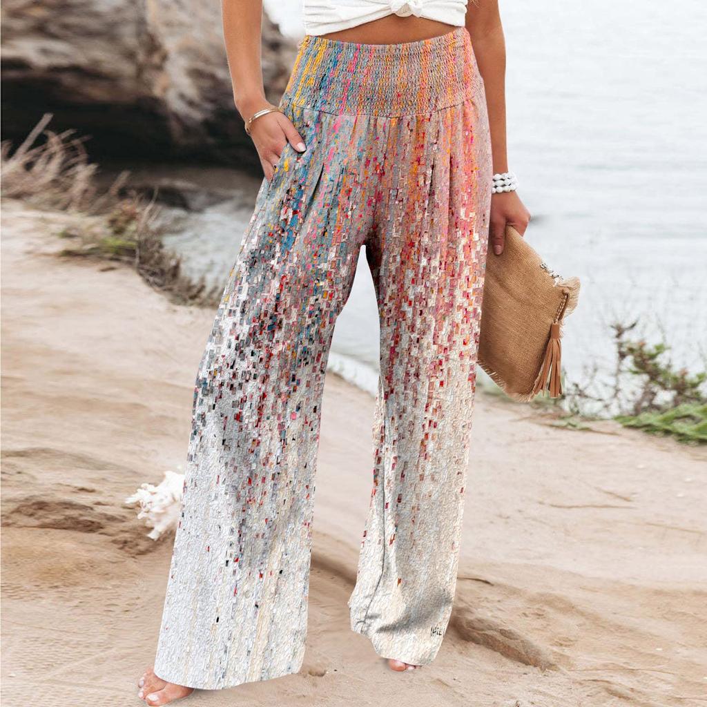 Women's Casual Pants Loose Soft Color Wide Leg Long Pants High Waist Straight Leg Pants