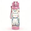 1PC Cute Cat House Cartoon Scene Print 750ml Color Plastic Sports Water Bottle Leakproof Flip Straw Lid Suitable for Sports Office Home Use