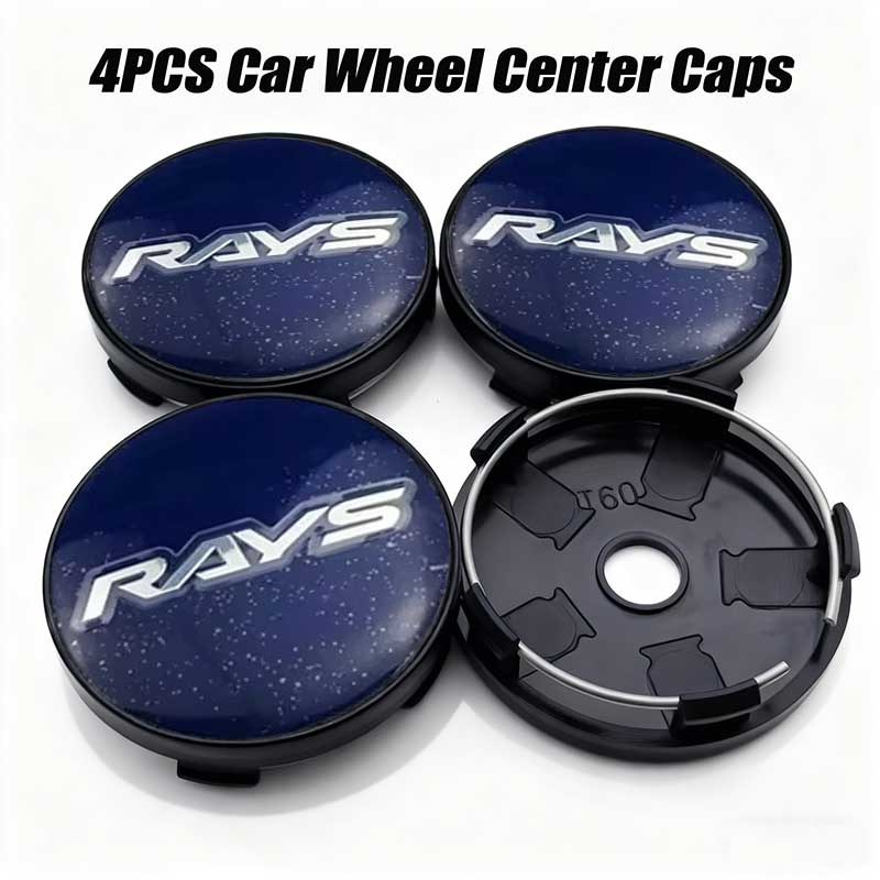 High Quality 4PCS 56mm 60mm RAYS Emblem Universal Car Wheel Center Caps Sticker Dustproof Hub Covers Auto Exterior Accessories