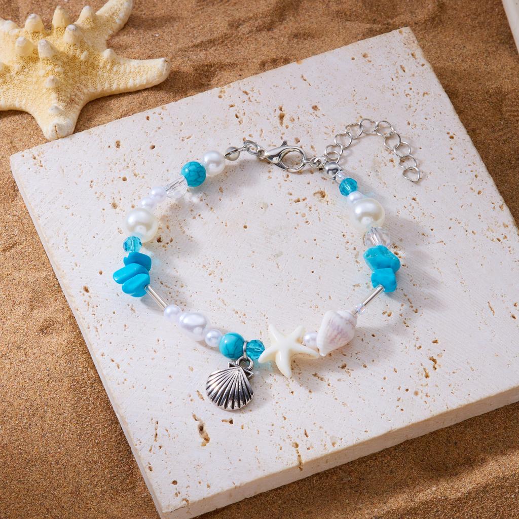 Bohemia Starfish Conch Beads Bracelet For Women Handmade Irregular Crystal Stone Beaded Bracelet Summer Beach Party Jewelry Gift