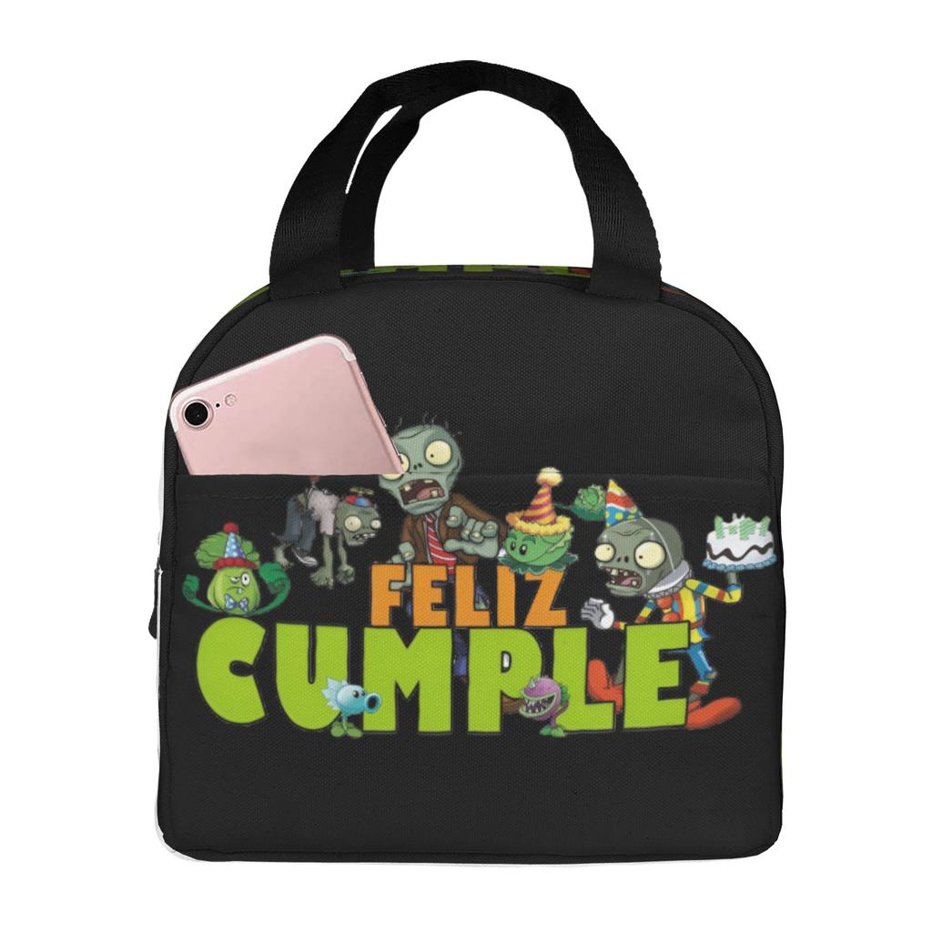 Custom Plants Gaming Zombies Insulated Lunch Bags for School Office Video Game Waterproof Thermal Cooler Lunch Box Unisex