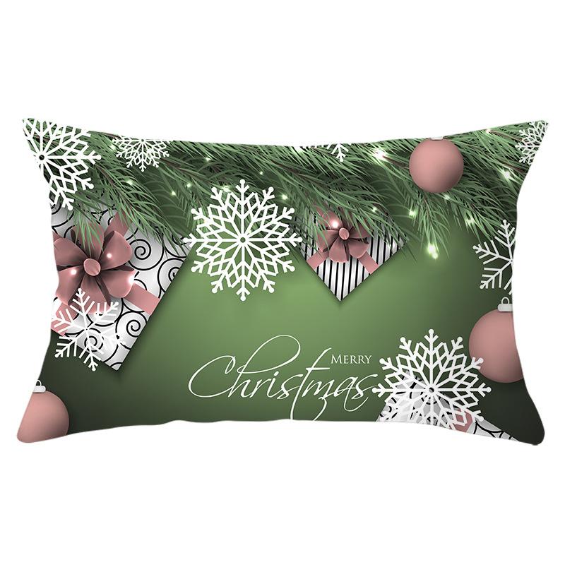 Green Series Christmas Peach Skin Printed Waist Pillowcase Square Sofa Pillowcase Office Pillowcase
