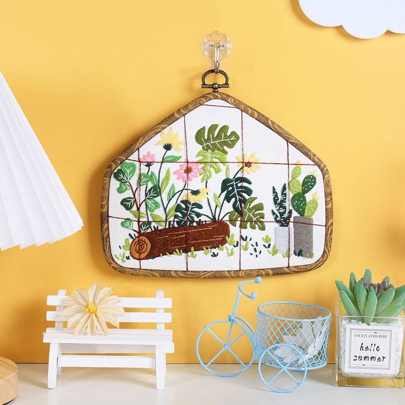 Landscape Embroidery Diy Material Package Handmade Flowers And Plants European Fabric Three-Dimensional Antique Embroidery Stretch Hanging Painting Diy embroidery kit - no hoop