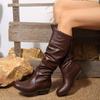 Fashion Ladies Shoes 2025 Hot Sale Slip-on Women's Boots Fashion Pleated Modern Boots Women New Round Toe Plus Size Knee-High Boots