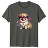 Cute Fluffy Dog Heart Glasses Love Animals Unisex Unisexs Graphic Tee Shirt