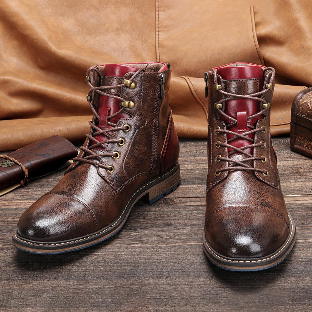 American Style Men Boots Brand Fashion Comfortable Ankle Boots Leather