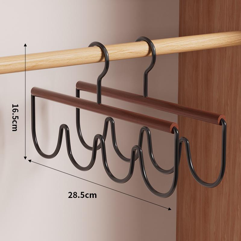 

Solid Wood Multi-functional Hanger: Strappy Underwear & Vest Storage, Dormitory Wooden Hook Wave Rack