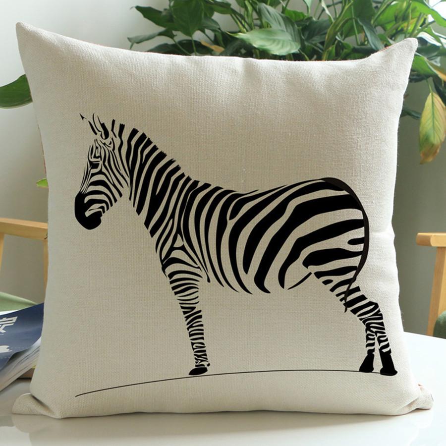 Wild Animal Style Decorative Cushion Cover African Zebra Elephant Giraffe Cotton Linen Square Throw Pillowcase Cojines 45X45Cm