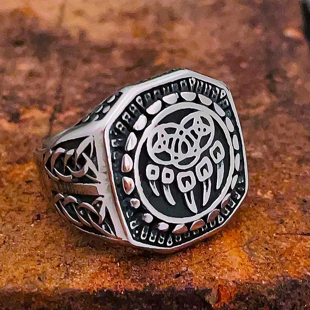 Einzigartiger Wikinger Bärenklauenring für Herren Vintage Edelstahl Odin Wikinger Keltischer Ring Punk Motorradfahrer Biker Schmuck Großhandel