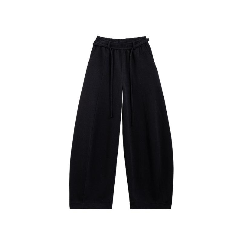 Women Autumn Winter Loose Sports Pants Elastic Waist Casual Trousers Solid Color Joggers Warm Daily Streetwear Pants