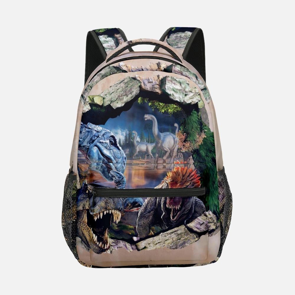 Popular Novelty Cool Dinosaur Student Bookbag Notebook Backpacks 3D Print Oxford Waterproof Boys/Girls Travel Backpacks