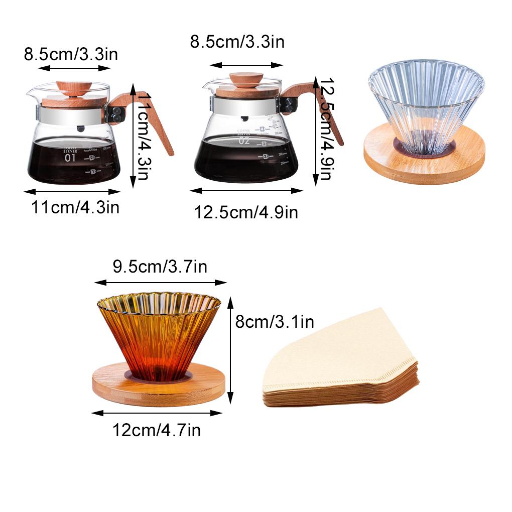 400ml/600ml Coffee Filter Cup Hand Brew Coffee Pot Set Reusable Filter Coffee Machine Funnel Dripper Cake Filter Cup Teapot