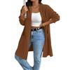 Dames Strandet Mønstret Hette Midilengde Trenchcoat Jakke Cardigan