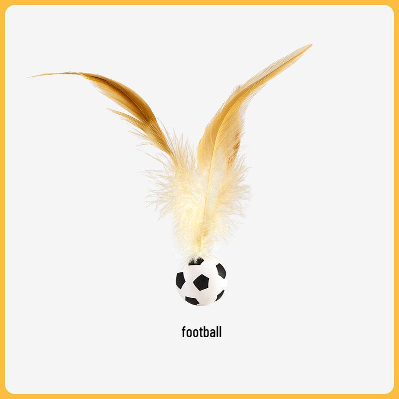 Cat Feather Bouncy Ball: Interactive Rubber Toy for Happy, Engaged, and Relieved Pets