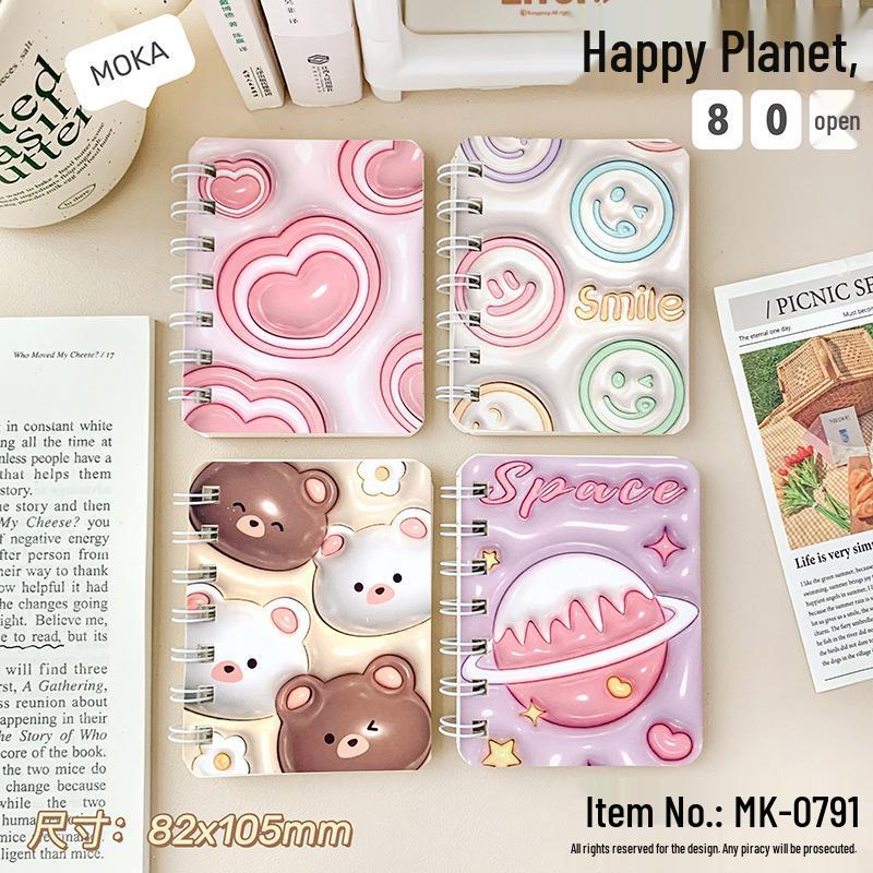 Creative Mini Cartoon Spiral Notebook - Portable Student Diary & Office Memo Book A7