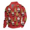Men's Christmas Cotton Pullover Long Sleeve Outdoor Shirt Vintage Corduroy Button Stand Collar Shirt Casual Sweatshirt Christmas Print Top