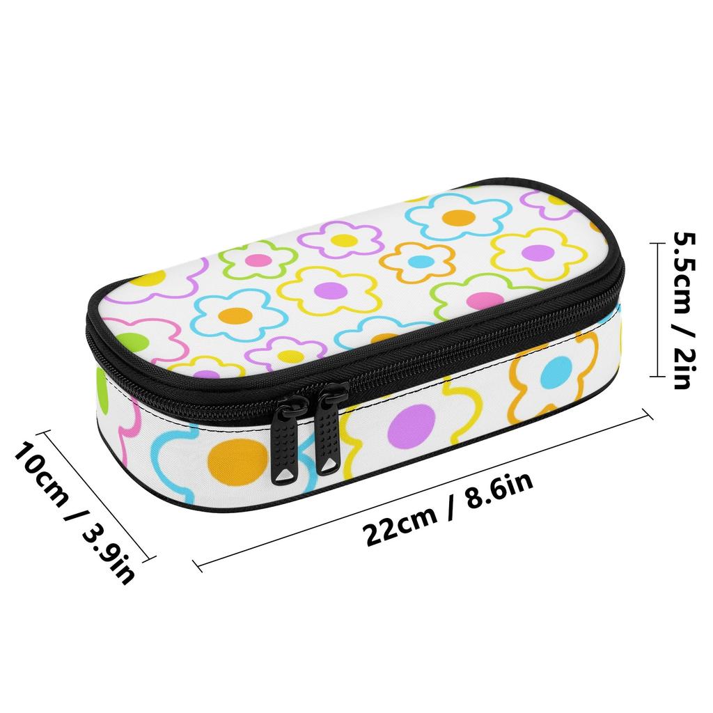 Pencil Bag Structured Durable 300D Polyester Secure Zipper with Main Compartment Mesh Pocket and Pen Slots for School and Study