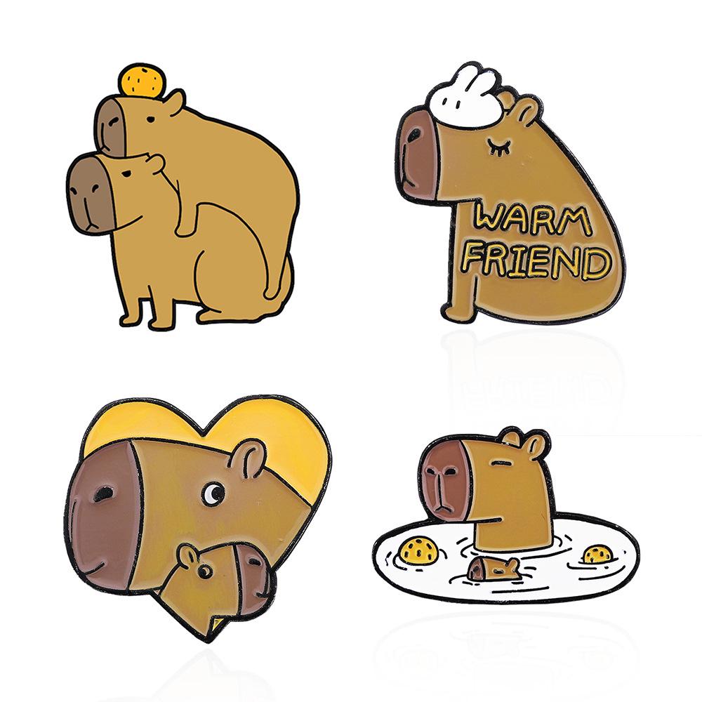Adorable Capybara Prankster Brooch: I Love Hugs Fashion Badge