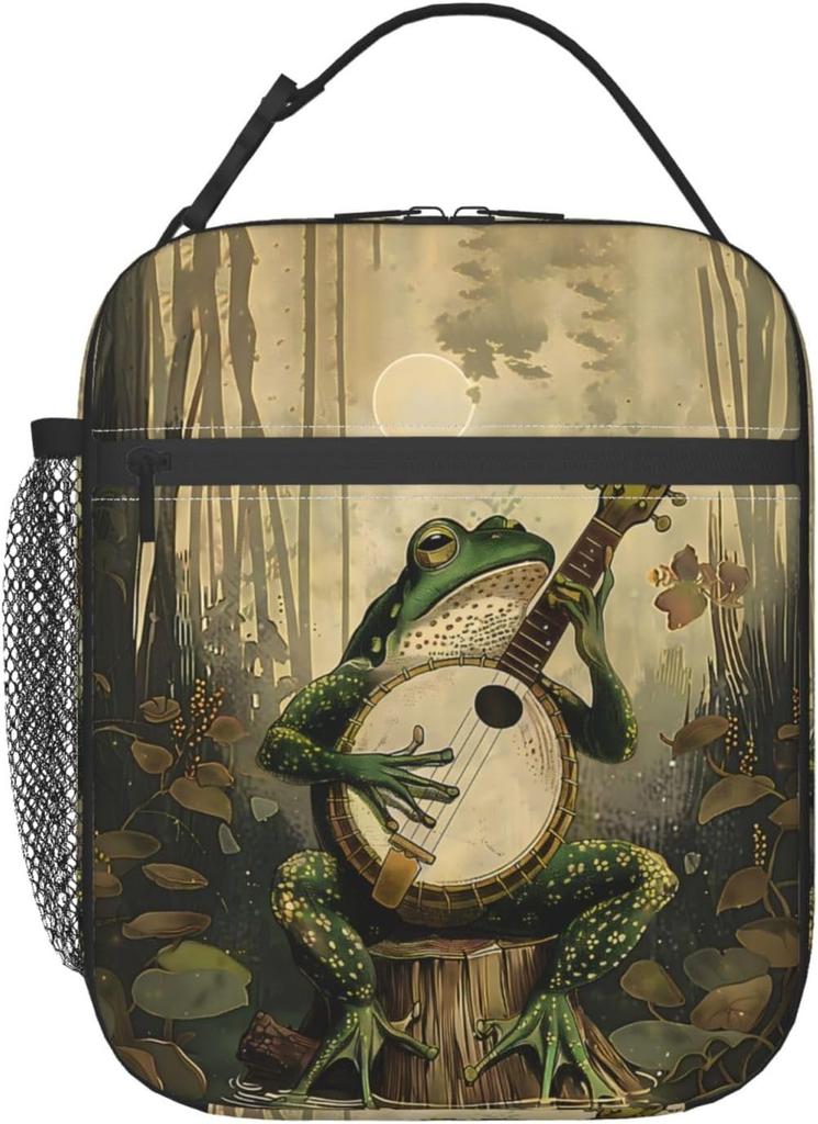 FrogForest Banjo Reusable Thermal Lunch Bag for Adult WomenTote Cooler Bags for School Picnic,Travel,Enchanting Woodland Theme