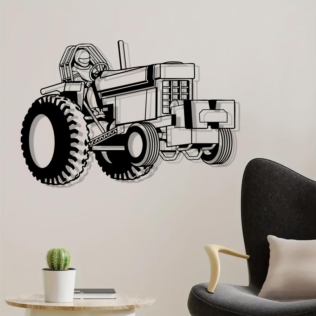 1pc Tractor Metal Wall Art Farm Decor Harvest Festival Gift Weatherproof Garden Fence Garage Sculpture Agricultural Mural