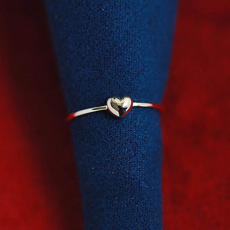 Vintage French Heart Shape Adjustable Sterling Silver Ring Adjustable Open