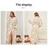 Autumn Winter Lapel Extended Printed Bathrobe Pajamas Nightgown Casual Flannel Nightgown Womens Wear Clothing