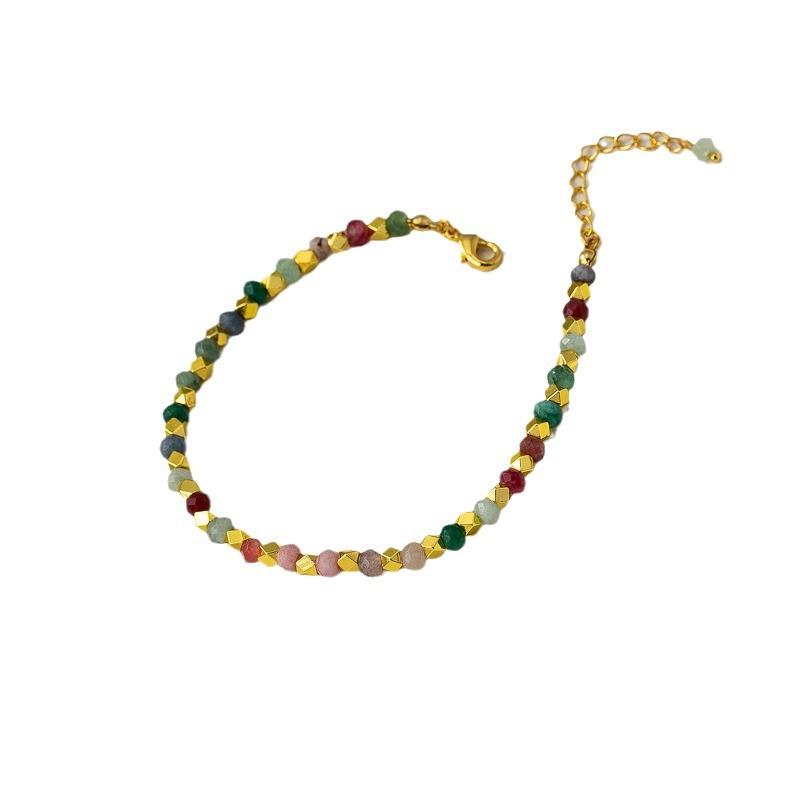 Temperament retro bohemian style necklace, personalized contrasting color beaded neck chain, fashionable and trendy color colorful stone bracelet