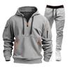 Autumn Men's Casual Sports Suit with Multi-Zipper Arm Pockets & Fashionable Hoodie