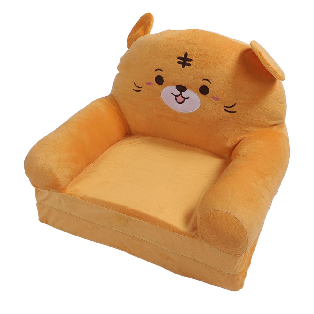 Kids Folding Sofa Plush Fabric Sponge Cartoon Pattern Toddler   Open Couch for Rest Rding