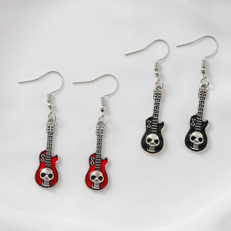 Halloween Skull Guitar Earrings