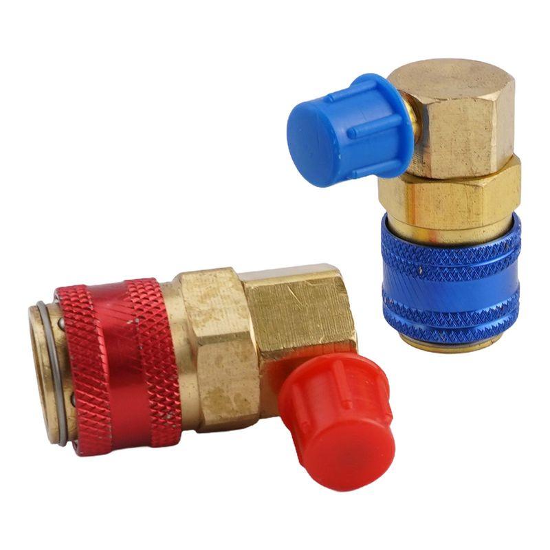 

Adapter Coupler Quick Connector HVAC Maintenance 90-degree Design A/C Adjustable Auto Color Coded For R134 Service Ports