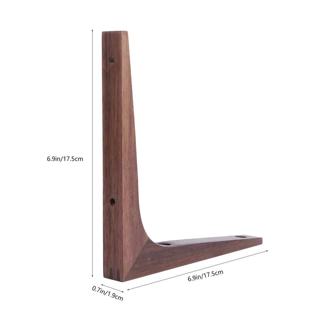 1Pcs Black Walnut Solid Wood Shelf Bracket Wall Mount Holder Heavy Duty Support Coffee Color Rustic Shelf Support