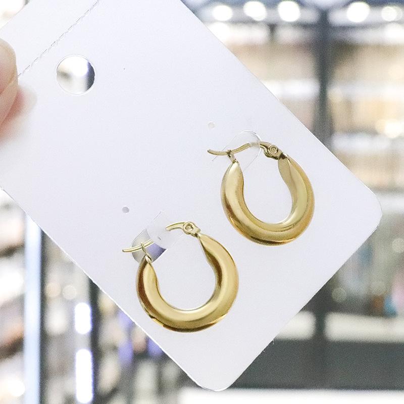 Fashionable Real Gold Electroplated Circle Earrings for Women's Simple Twisted Earrings Temperament High-end and Versatile Earrings
